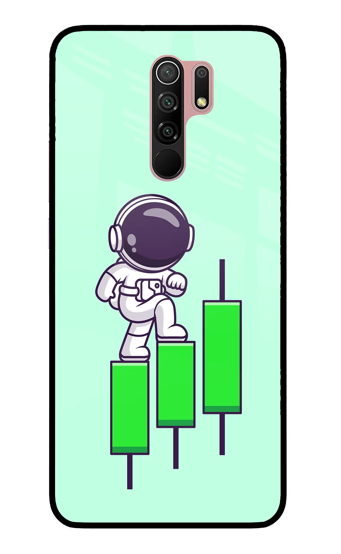 Astronaut Trader Redmi 9 Prime/Poco M2/M2 reloaded Glass Case Back Cover by Casekaro