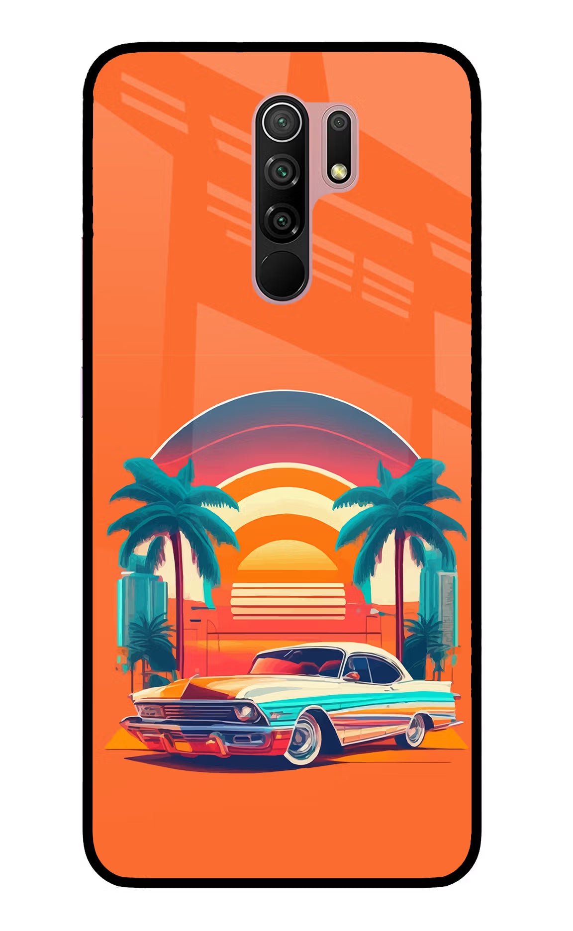 Palm Drive 80s Redmi 9 Prime/Poco M2/M2 reloaded Glass Case