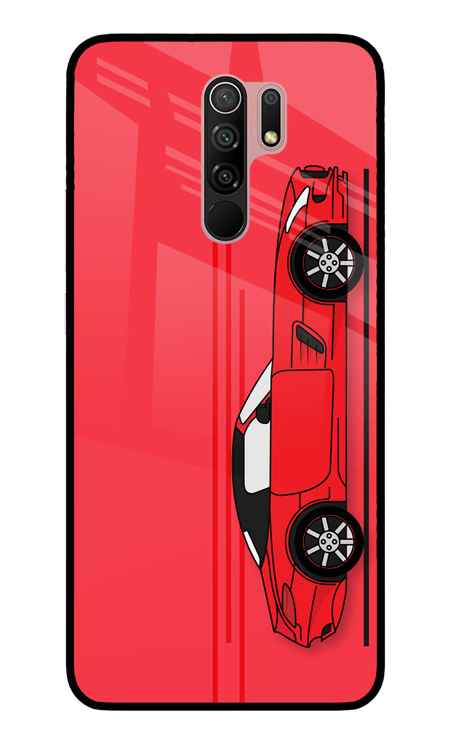 Red Velocity Redmi 9 Prime/Poco M2/M2 reloaded Back Cover, Glass case