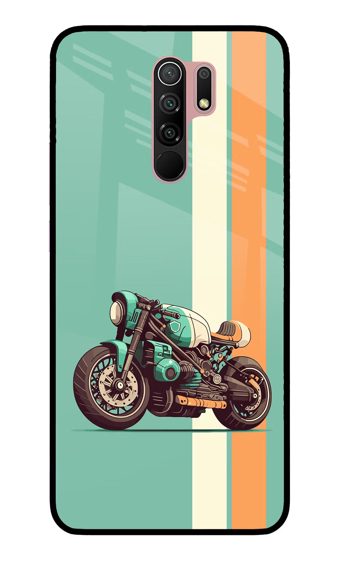 Striped Moto Drift Redmi 9 Prime/Poco M2/M2 reloaded Glass Case Back Cover by Casekaro