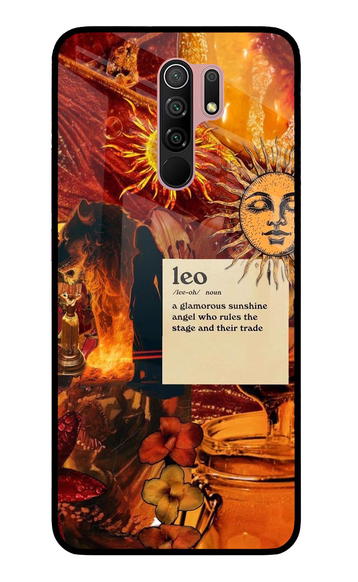 Leo Zodiac Redmi 9 Prime/Poco M2/M2 reloaded Glass Case Back Cover by Casekaro