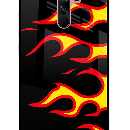 Side Sweep Flames Redmi 9 Prime/Poco M2/M2 reloaded Glass Case