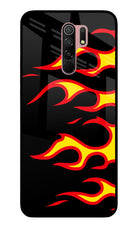 Side Sweep Flames Redmi 9 Prime/Poco M2/M2 reloaded Glass Case