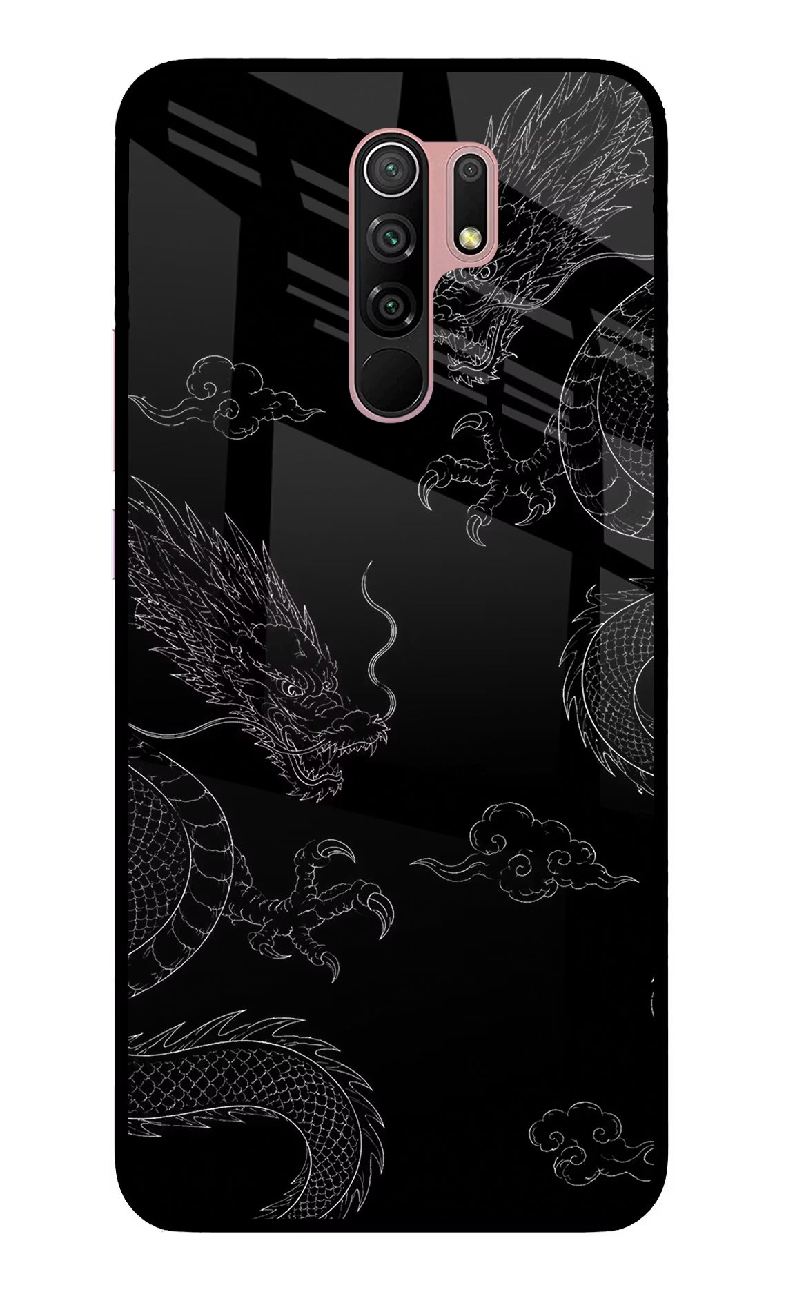 Twin Dragons Redmi 9 Prime/Poco M2/M2 reloaded Glass Case Back Cover by Casekaro