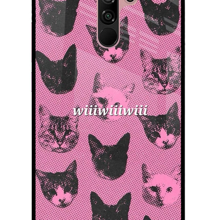 Pink Cats Redmi 9 Prime/Poco M2/M2 reloaded Glass Case