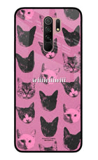 Pink Cats Redmi 9 Prime/Poco M2/M2 reloaded Glass Case