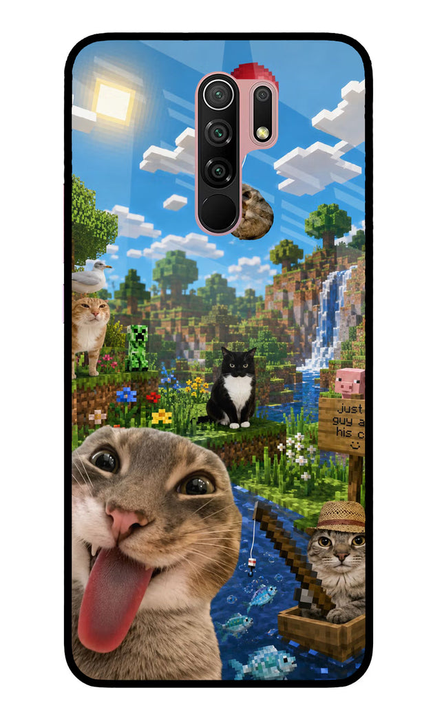 Minecraft Cat Chaos Redmi 9 Prime/Poco M2/M2 reloaded Glass Case
