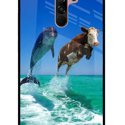 Dolphin vs Cow Redmi 9 Prime/Poco M2/M2 reloaded Glass Case