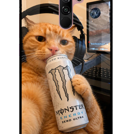 Gamer Cat Energy Redmi 9 Prime/Poco M2/M2 reloaded Glass Case