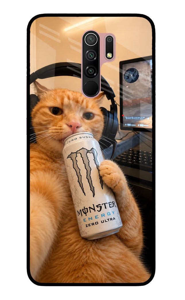 Gamer Cat Energy Redmi 9 Prime/Poco M2/M2 reloaded Glass Case