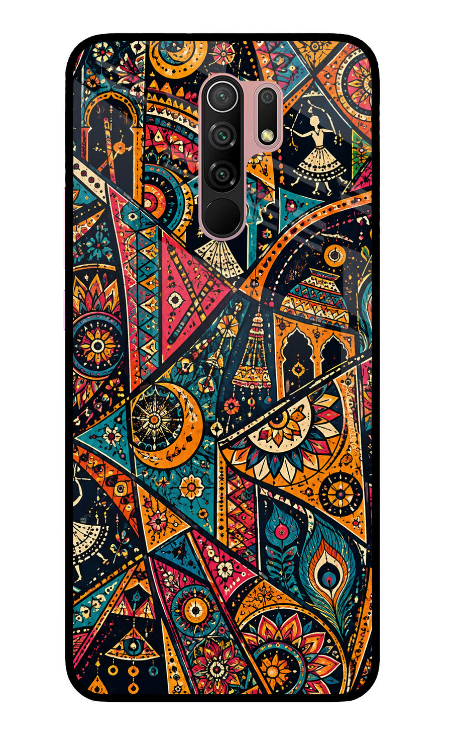 Folk Print Redmi 9 Prime/Poco M2/M2 reloaded Back Cover, Glass case