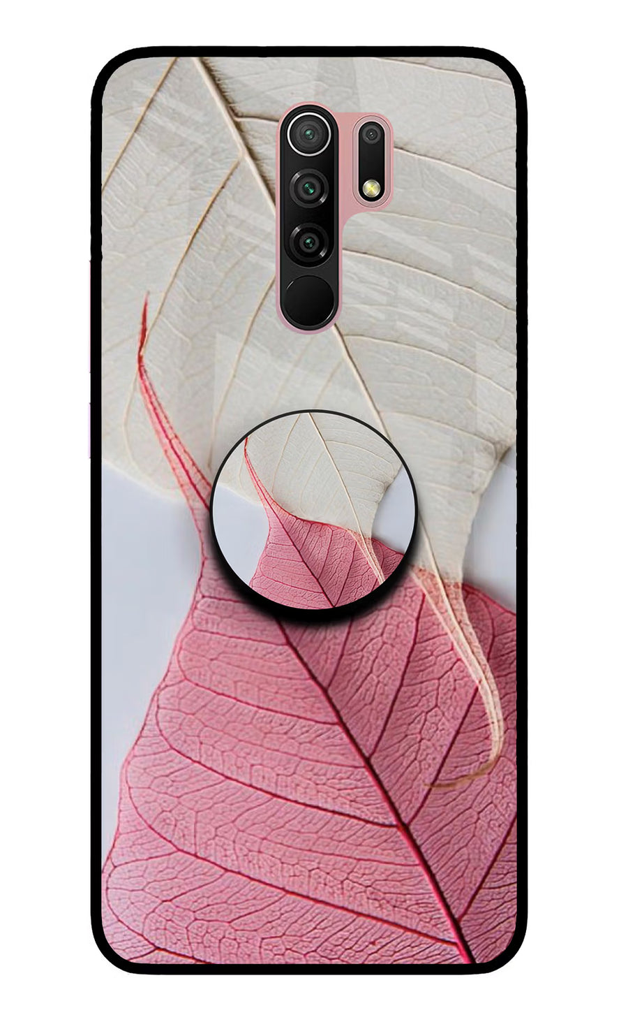 White Pink Leaf Redmi 9 Prime/Poco M2/M2 reloaded Pop Case, Glass case