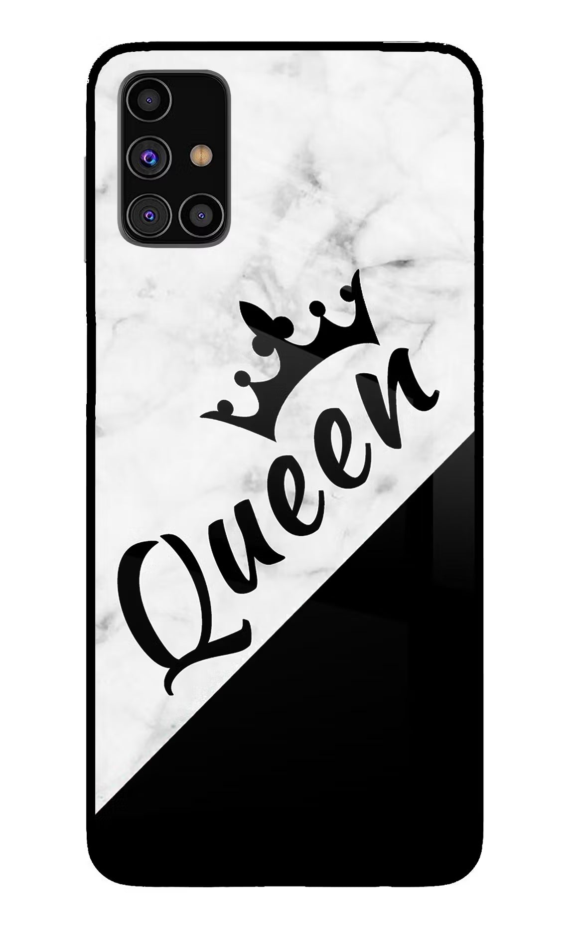 Queen Samsung M31s Glass Case Back Cover by Casekaro