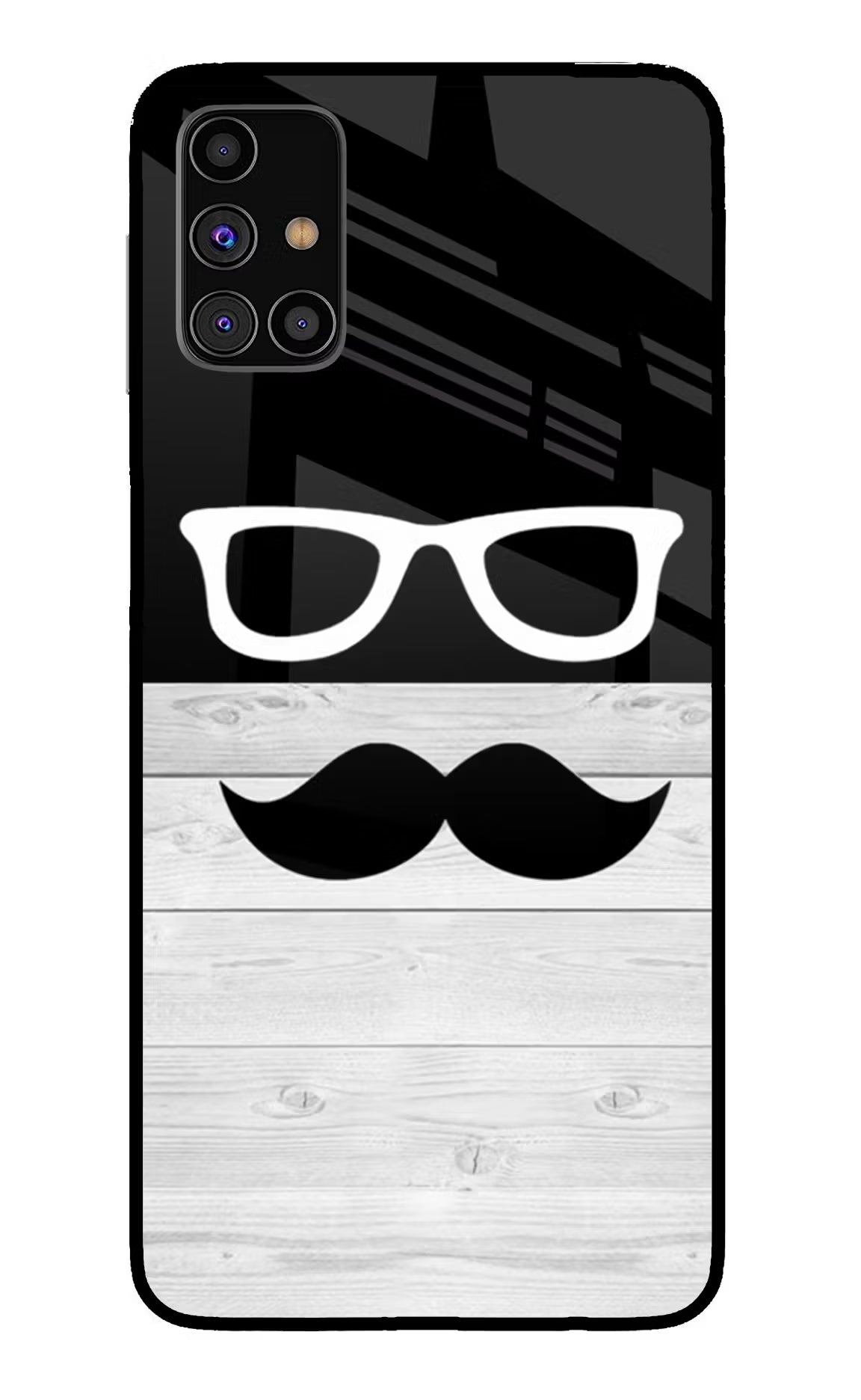 Mustache Samsung M31s Glass Case Back Cover by Casekaro