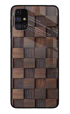 Wooden Cube Design Samsung M31s Glass Case
