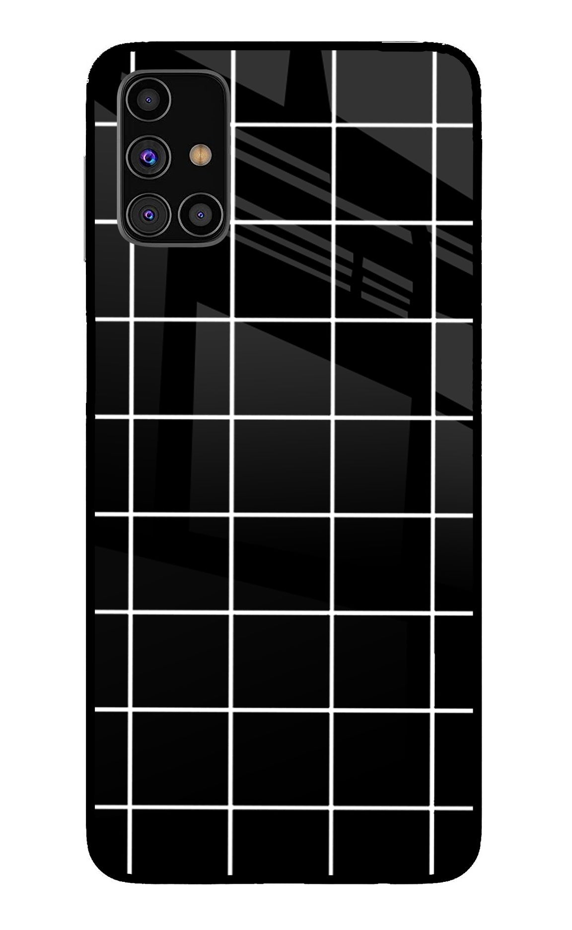 White Grid Samsung M31s Back Cover