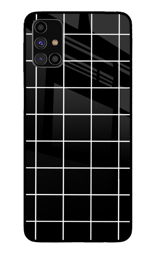 White Grid Samsung M31s Glass Case
