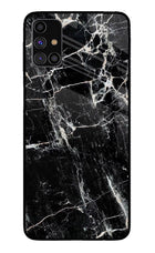 Black Marble Texture Samsung M31s Glass Case Back Cover by Casekaro