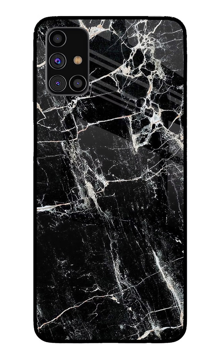 Black Marble Texture Samsung M31s Back Cover, Glass case