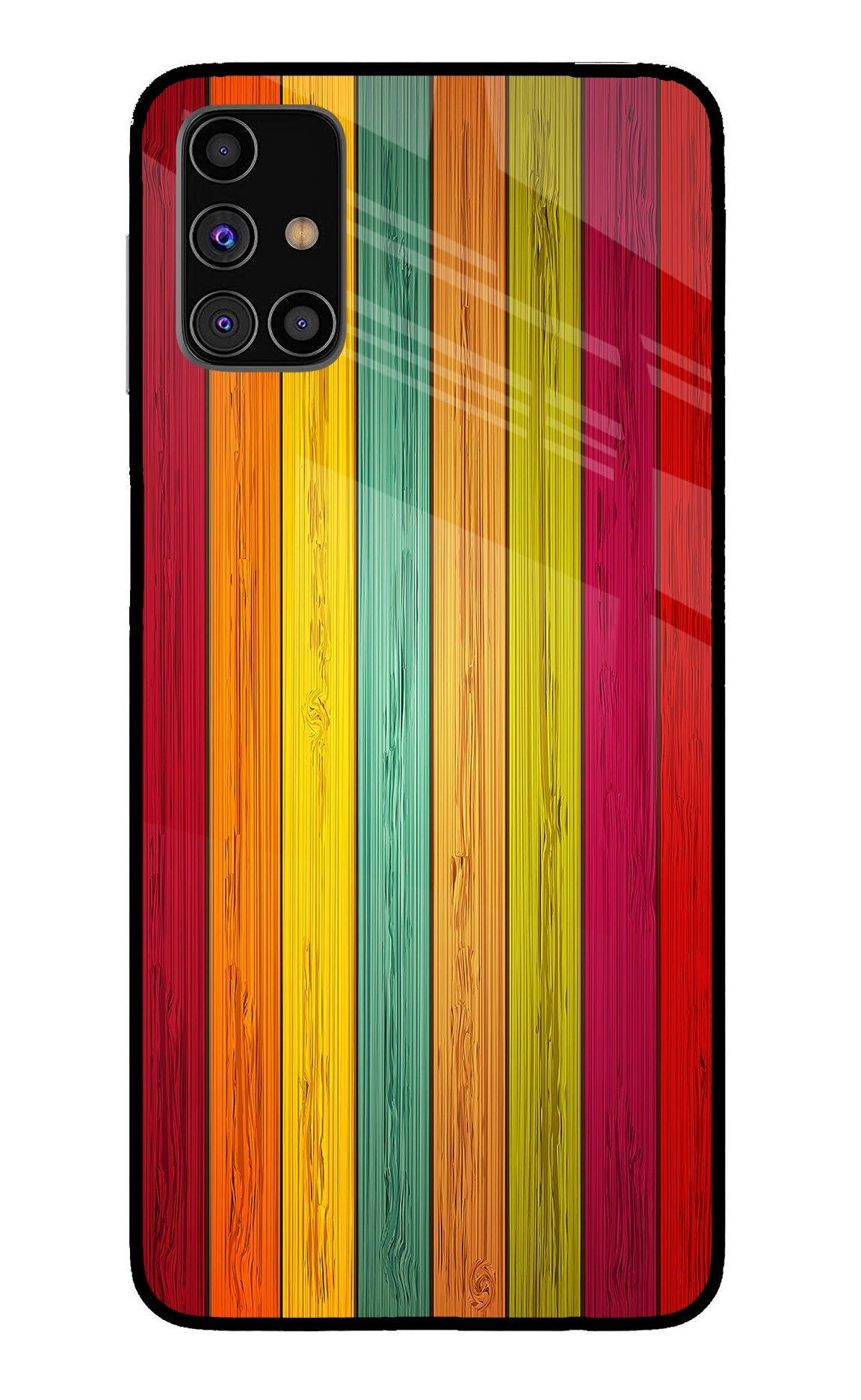 Multicolor Wooden Samsung M31s Back Cover