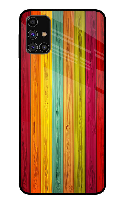 Multicolor Wooden Samsung M31s Glass Case