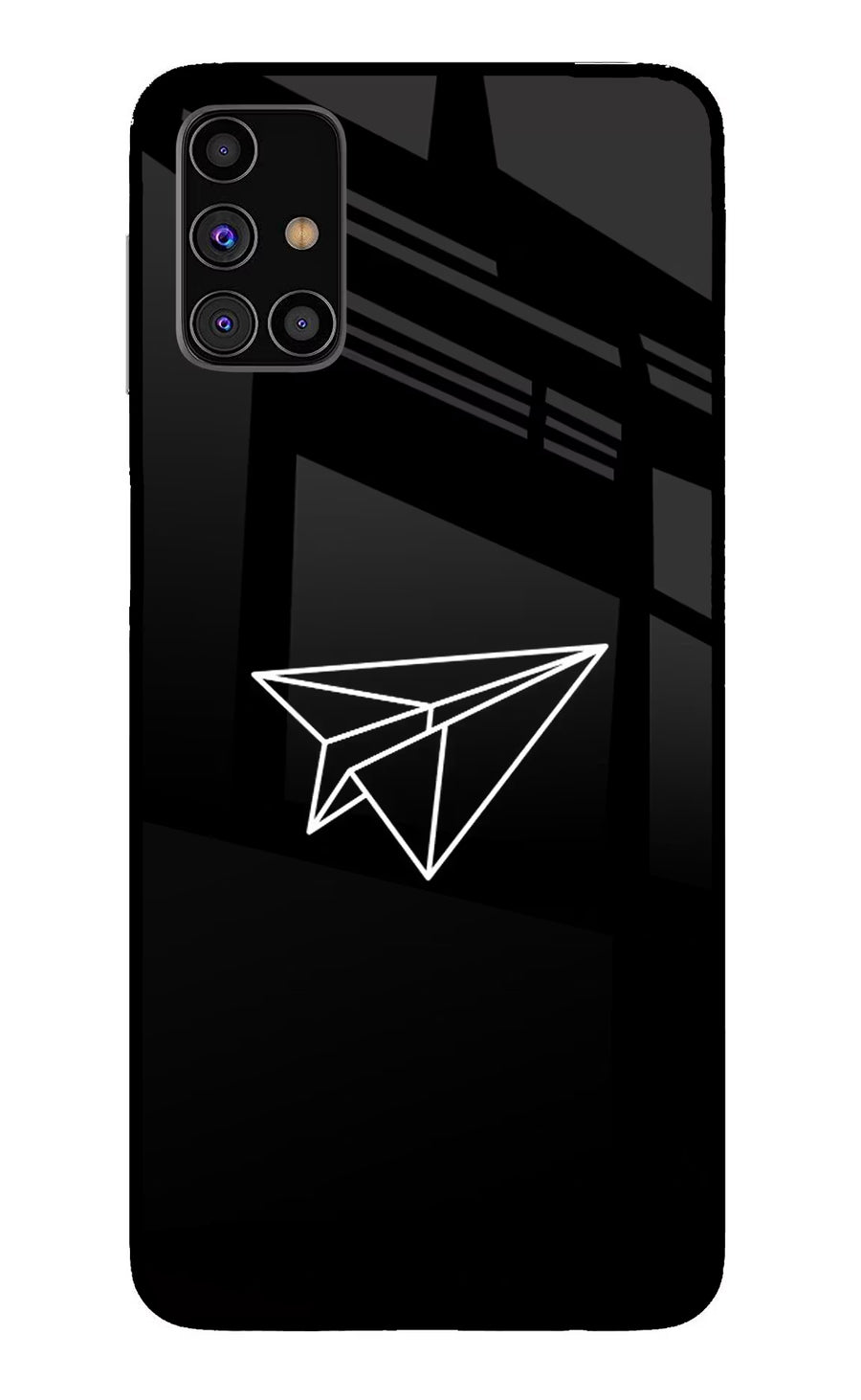 Paper Plane White Samsung M31s Back Cover, Glass case