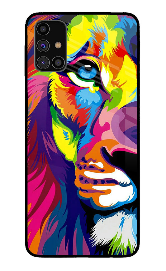 Lion Half Face Samsung M31s Glass Case