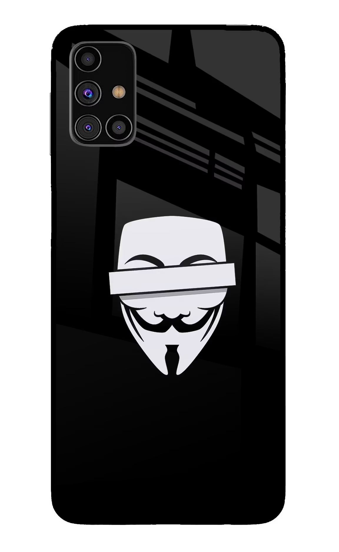 Anonymous Face Samsung M31s Glass Case Back Cover by Casekaro