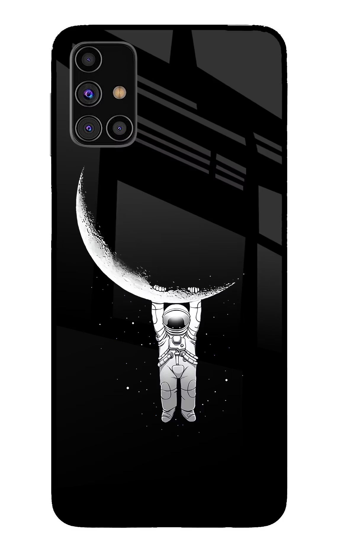 Moon Space Samsung M31s Glass Case Back Cover by Casekaro