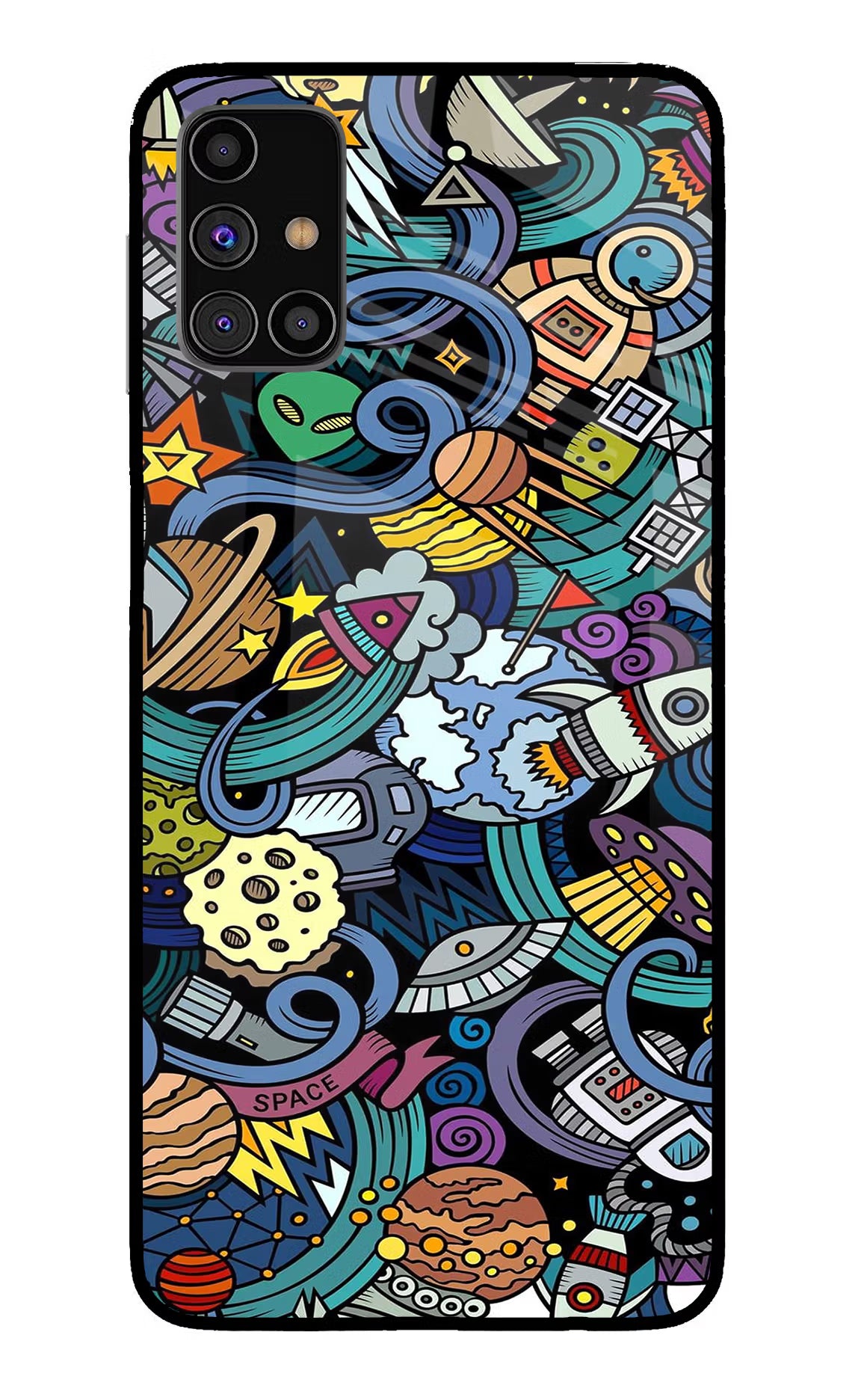 Space Abstract Samsung M31s Glass Case Back Cover by Casekaro