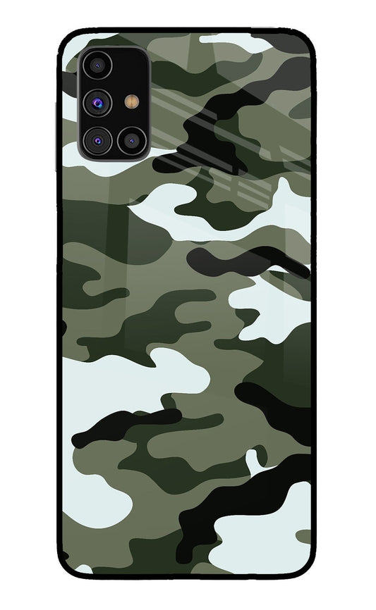 Camouflage Samsung M31s Glass Case