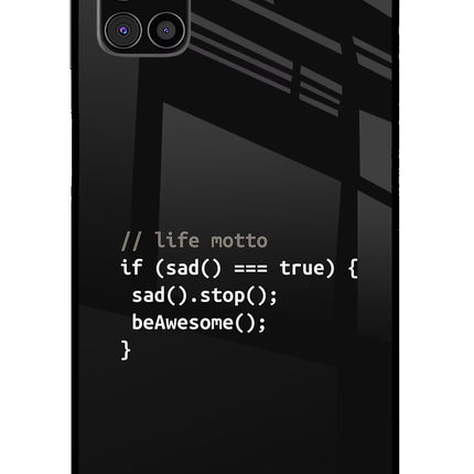 Life Motto Code Samsung M31s Glass Case Back Cover by Casekaro