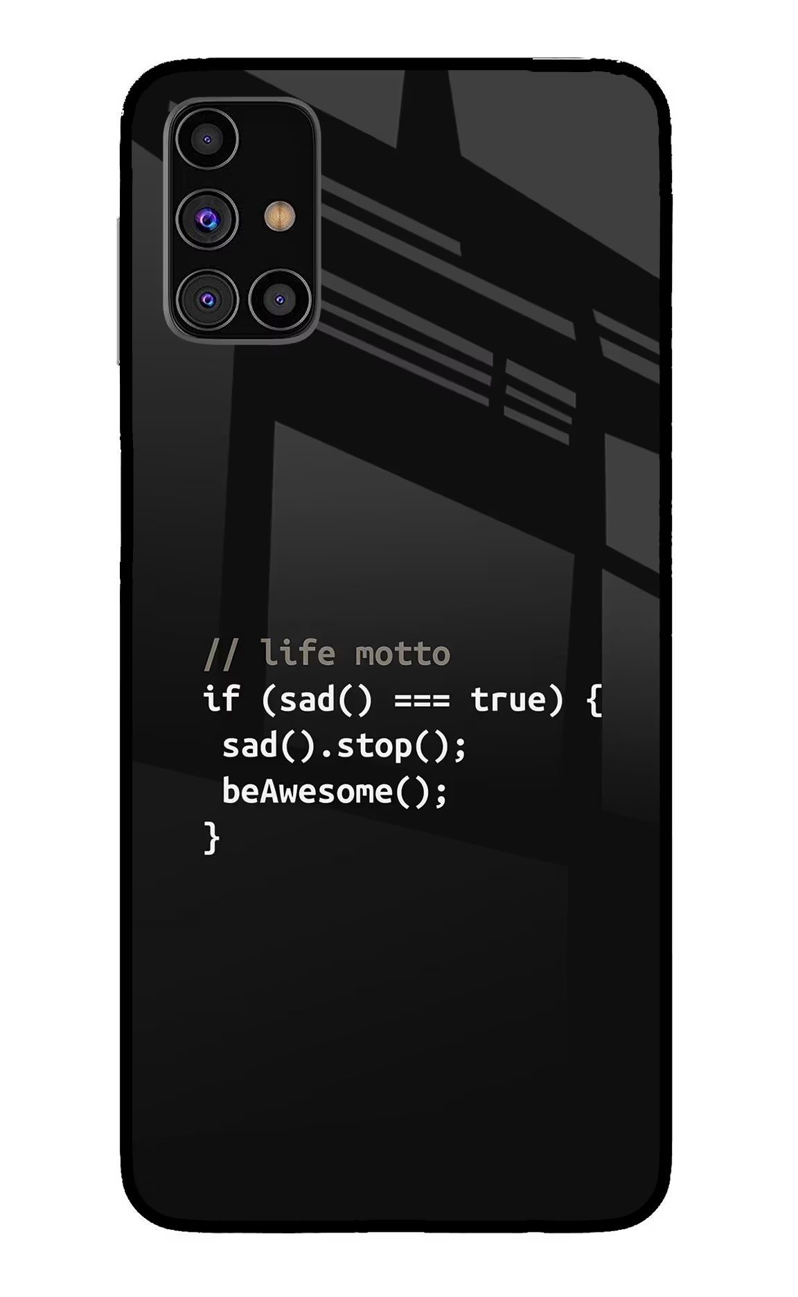 Life Motto Code Samsung M31s Glass Case Back Cover by Casekaro