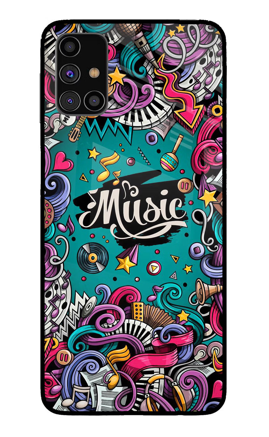 Music Graffiti Samsung M31s Back Cover, Glass case