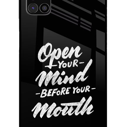 Open Your Mind Before Your Mouth Samsung M31s Glass Case Back Cover by Casekaro