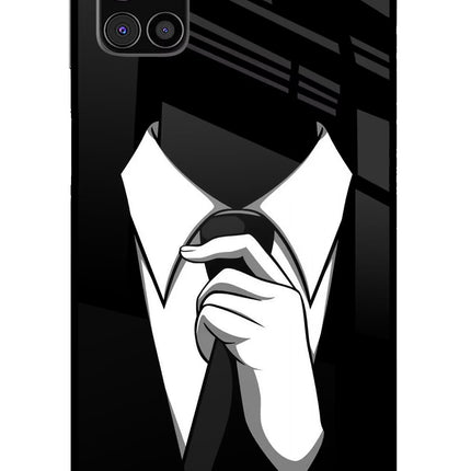 Black Tie Samsung M31s Glass Case Back Cover by Casekaro