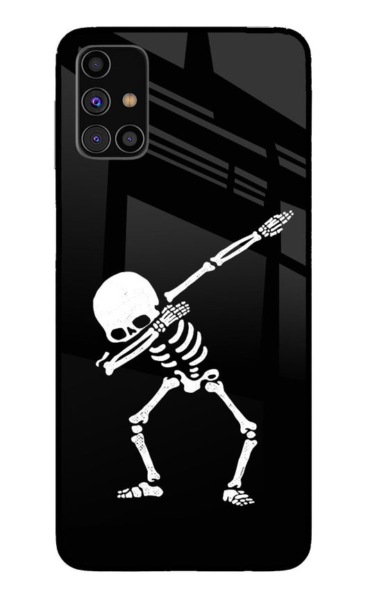 Dabbing Skeleton Art Samsung M31s Glass Case