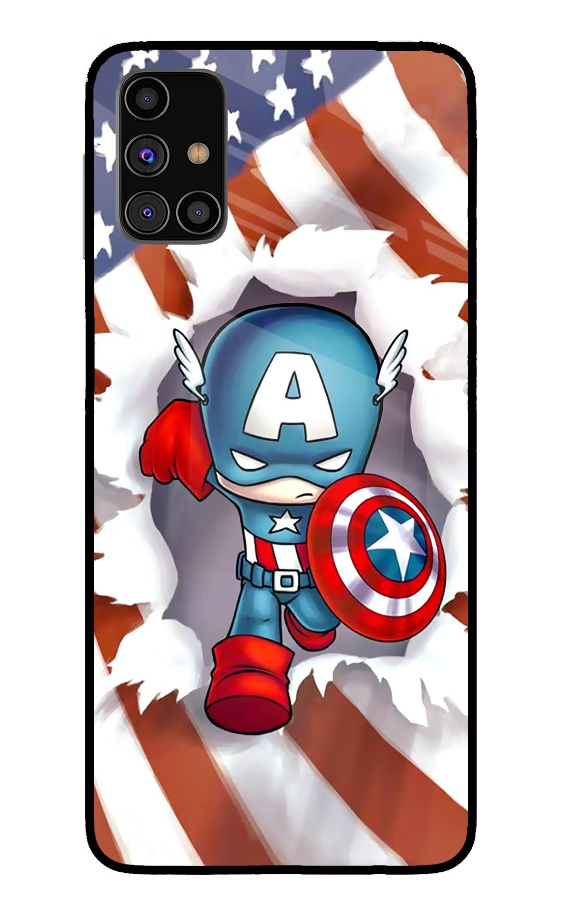 Captain America Samsung M31s Glass Case Back Cover by Casekaro