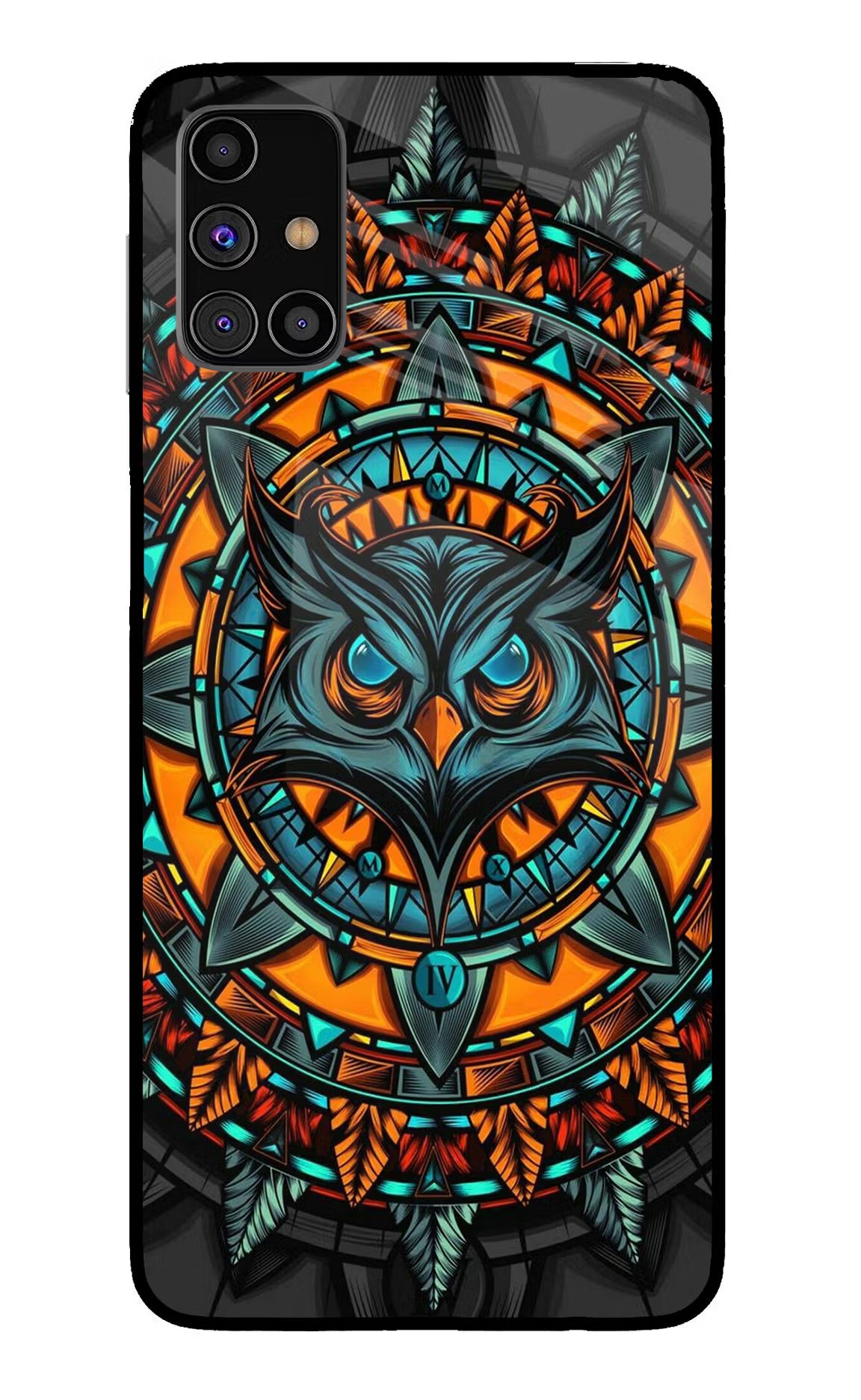 Angry Owl Art Samsung M31s Glass Case Back Cover by Casekaro