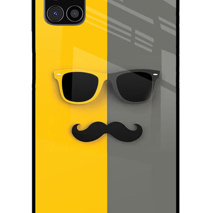 Sunglasses with Mustache Samsung M31s Glass Case Back Cover by Casekaro