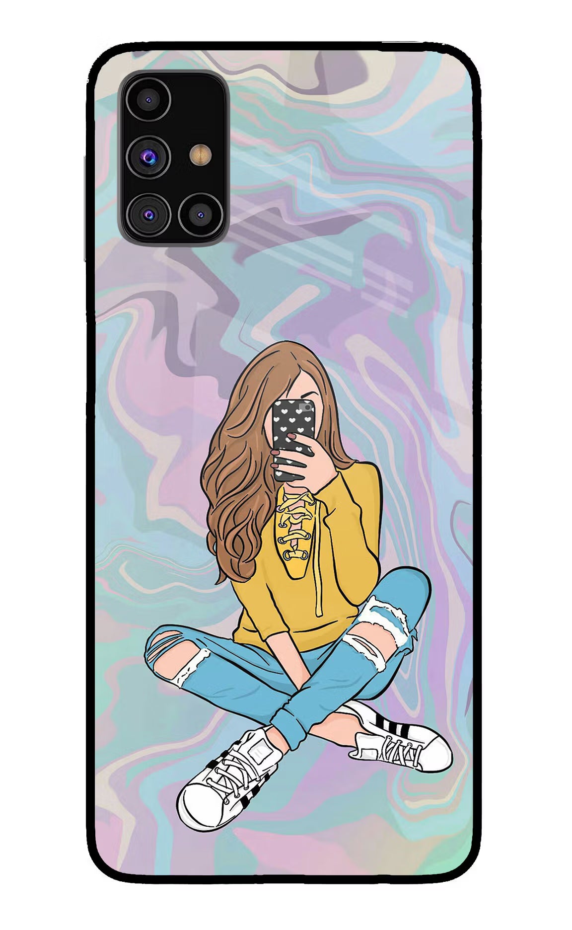 Selfie Girl Samsung M31s Glass Case Back Cover by Casekaro