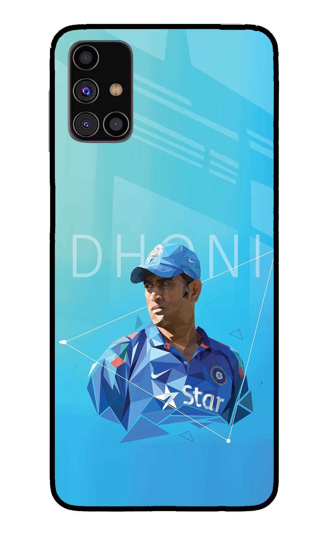 Dhoni Artwork Samsung M31s Glass Case Back Cover by Casekaro
