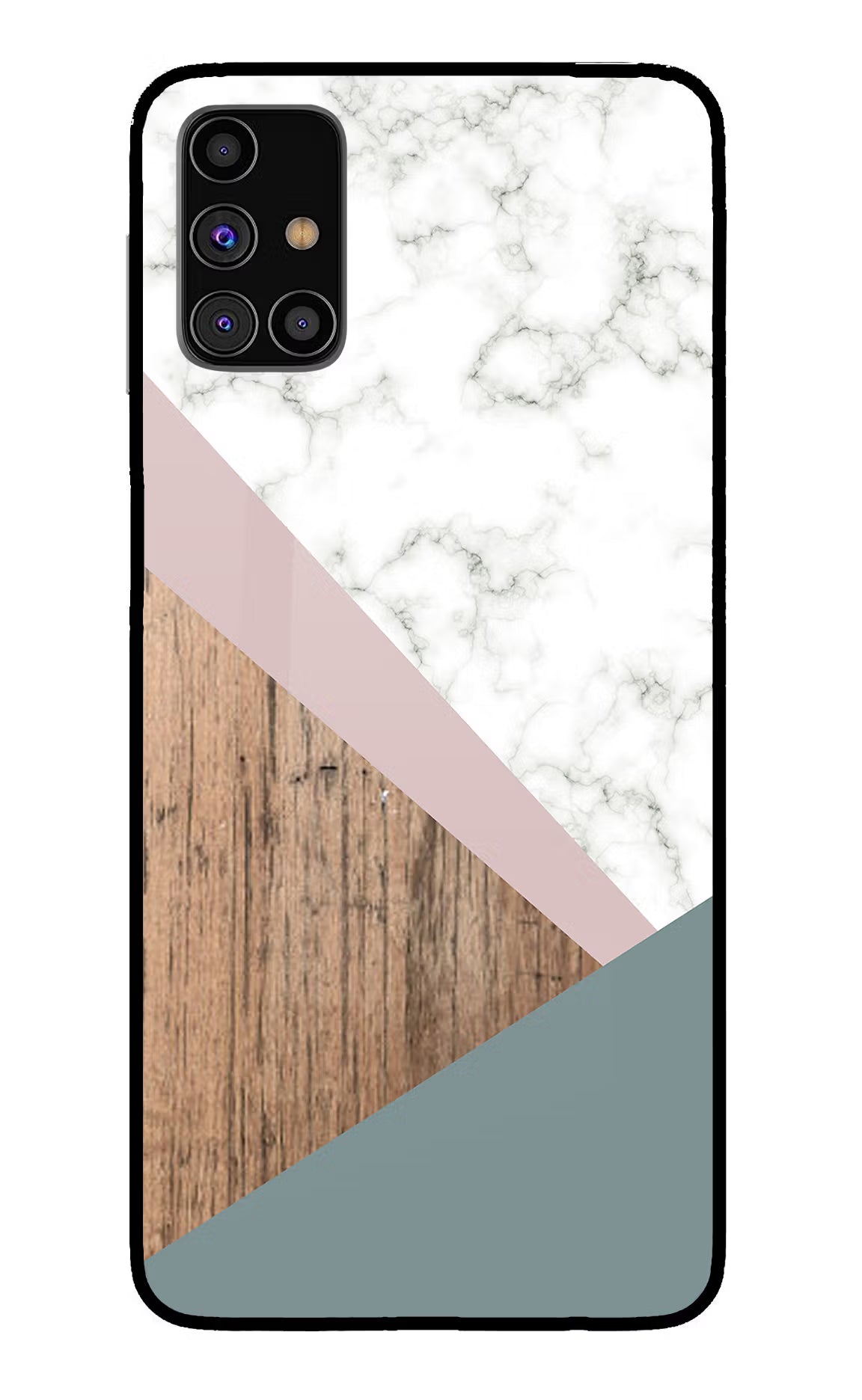 Marble wood Abstract Samsung M31s Glass Case Back Cover by Casekaro