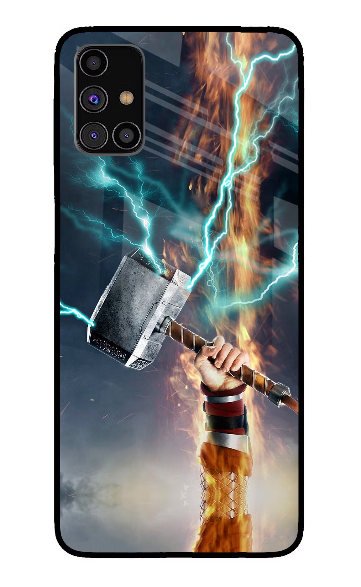 Thor Hammer Mjolnir Samsung M31s Glass Case Back Cover by Casekaro