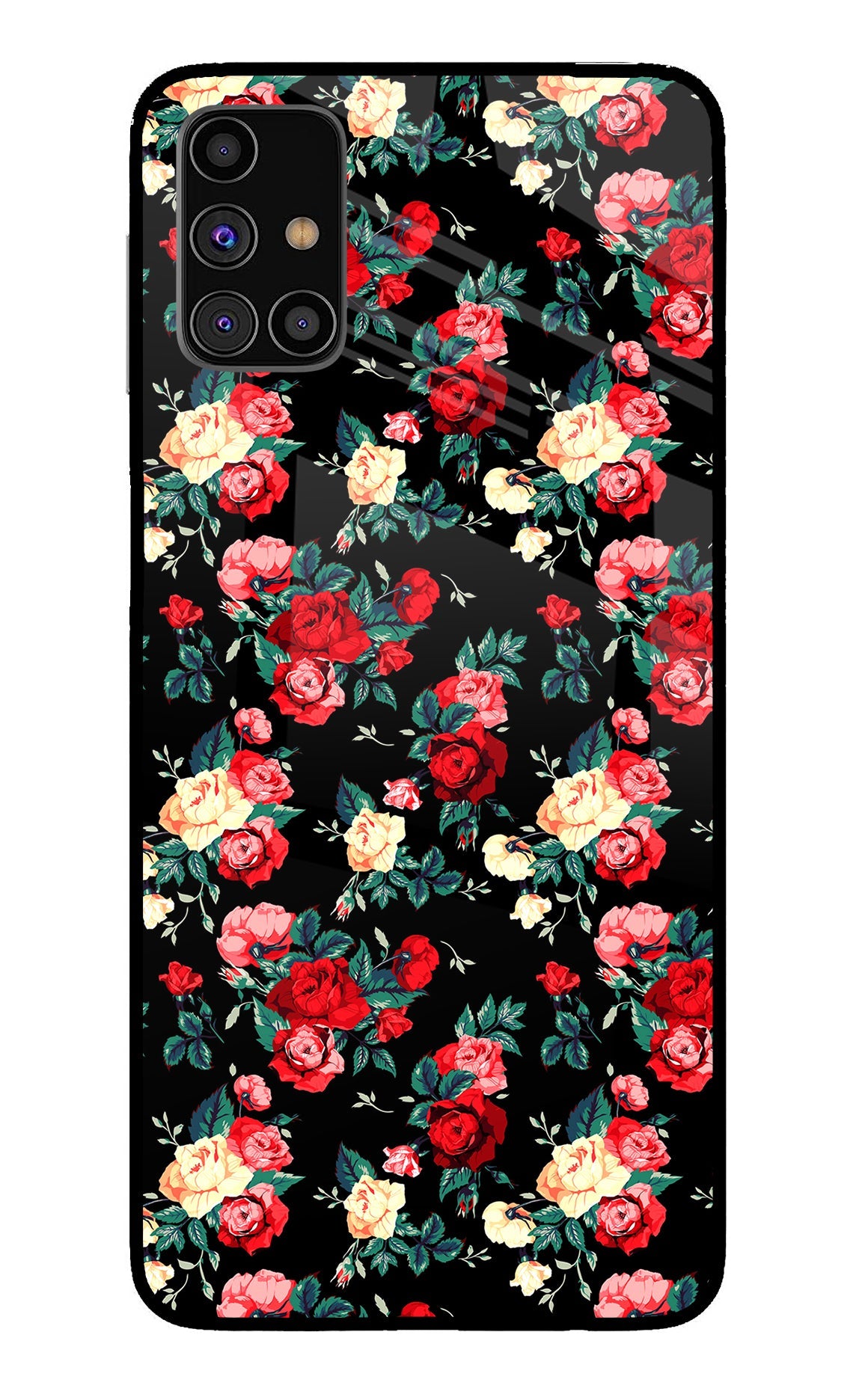 Rose Pattern Samsung M31s Glass Case