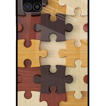 Wooden Puzzle Samsung M31s Glass Case Back Cover by Casekaro