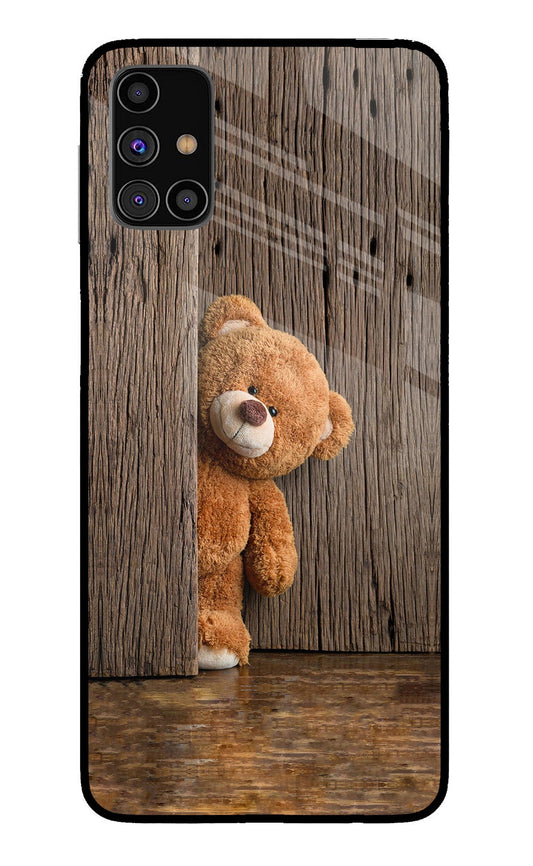 Teddy Wooden Samsung M31s Glass Case