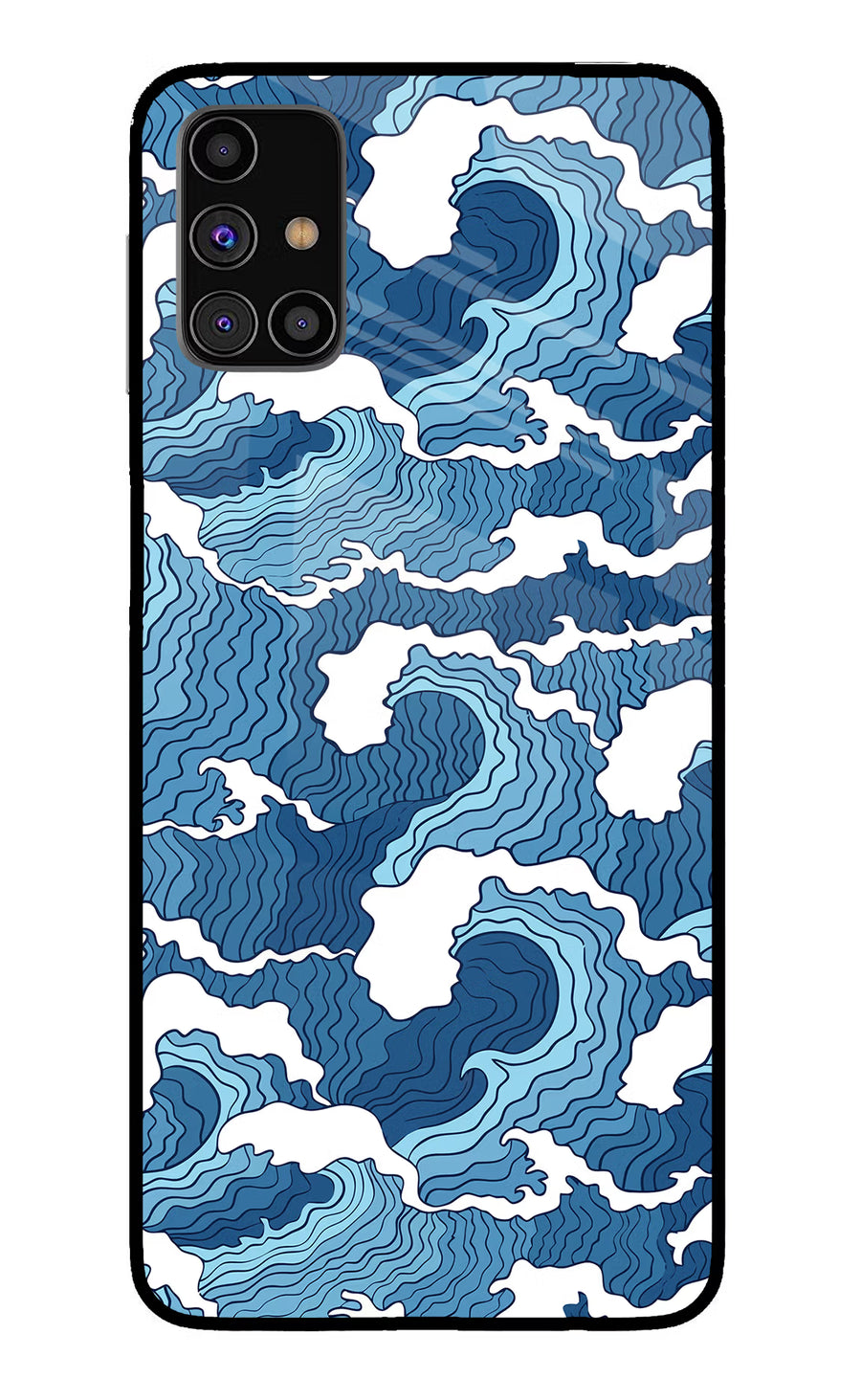 Blue Waves Samsung M31s Back Cover, Glass case