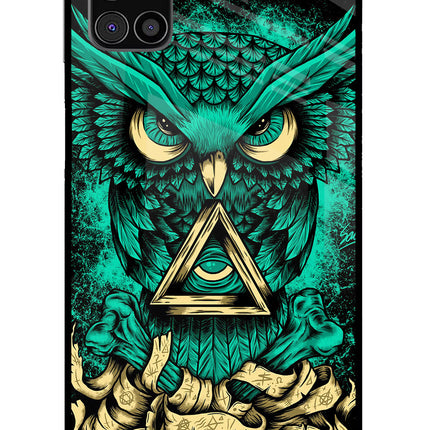 Green Owl Samsung M31s Glass Case Back Cover by Casekaro