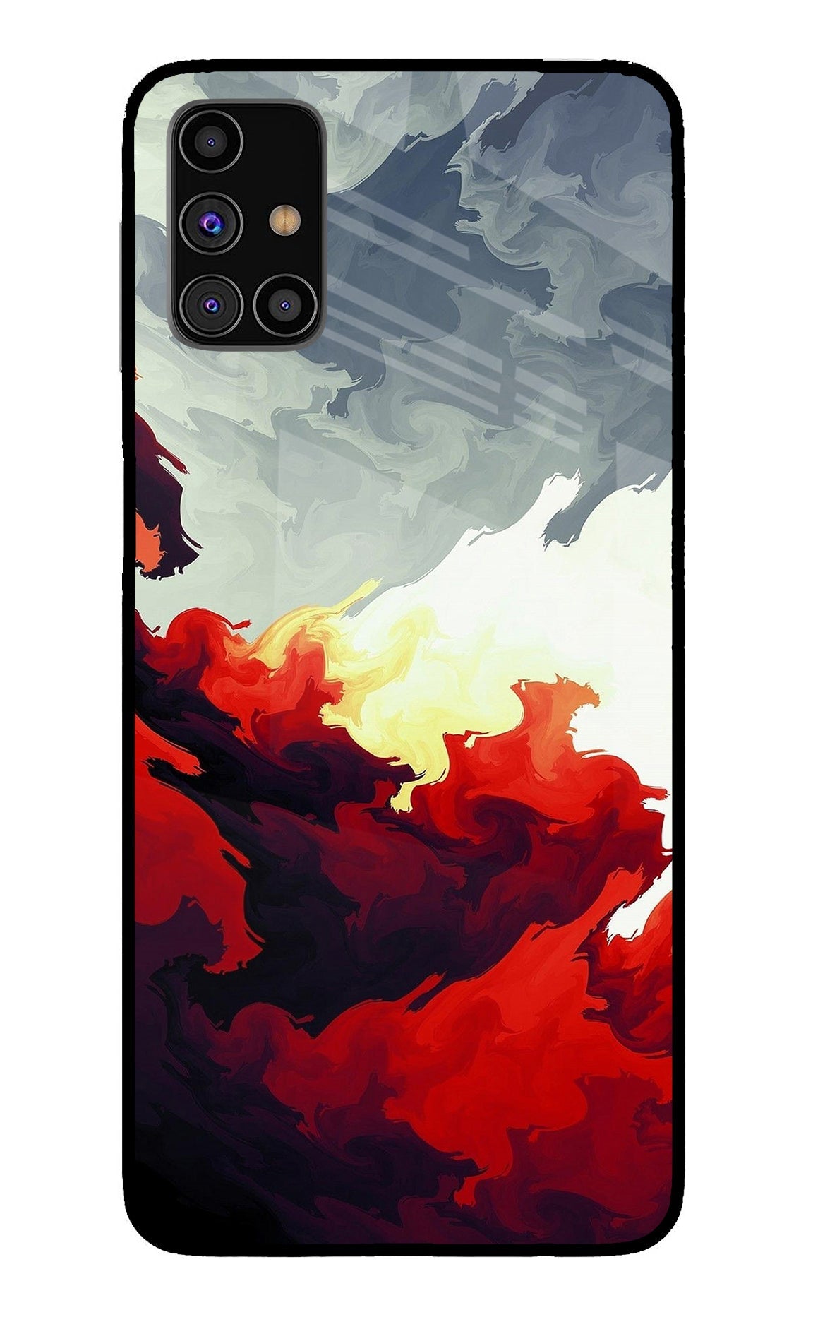 Fire Cloud Samsung M31s Glass Case